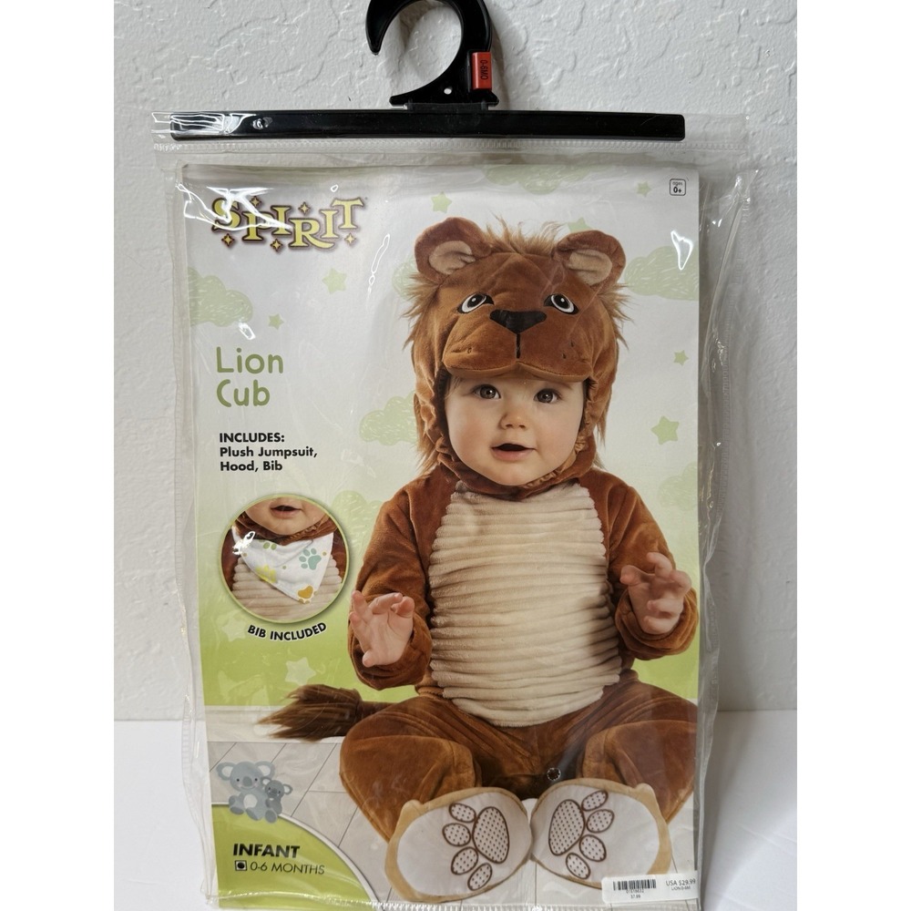 Spirit Halloween Lion Cub Halloween Costume No‎ Bib Baby 0-6mo. Furry Fuzzy